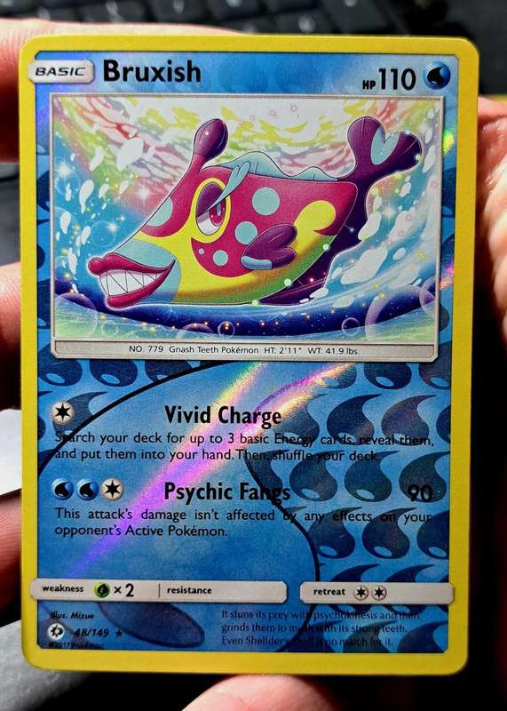 Pokemon Trading Cards - Bruxish - 48/149 - Rare Reverse Holo Sun & Moon (Base Set)  - NM