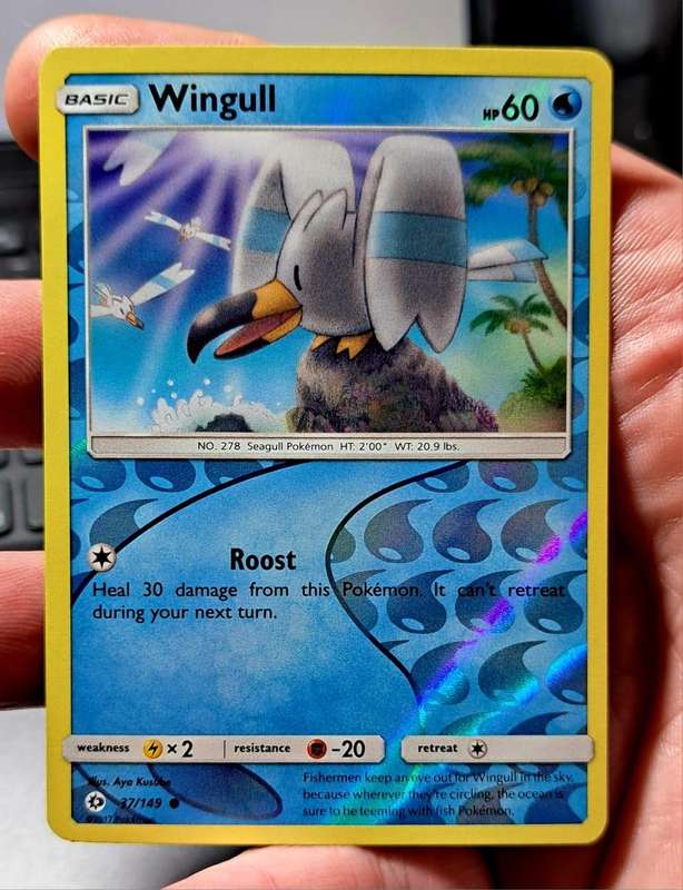 Pokemon Trading Cards - Wingull - 37/149 - Common Reverse Holo Sun & Moon (Base Set)  - NM