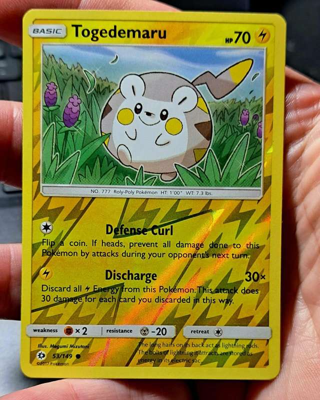 Pokemon Trading Cards - Togedemaru - 53/149 - Common Reverse Holo Sun & Moon (Base Set)  - NM