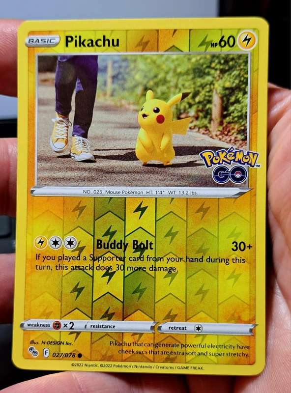 Pokemon Trading Cards - Pikachu - 027/078 - Reverse Holo - Pokemon Go - NM