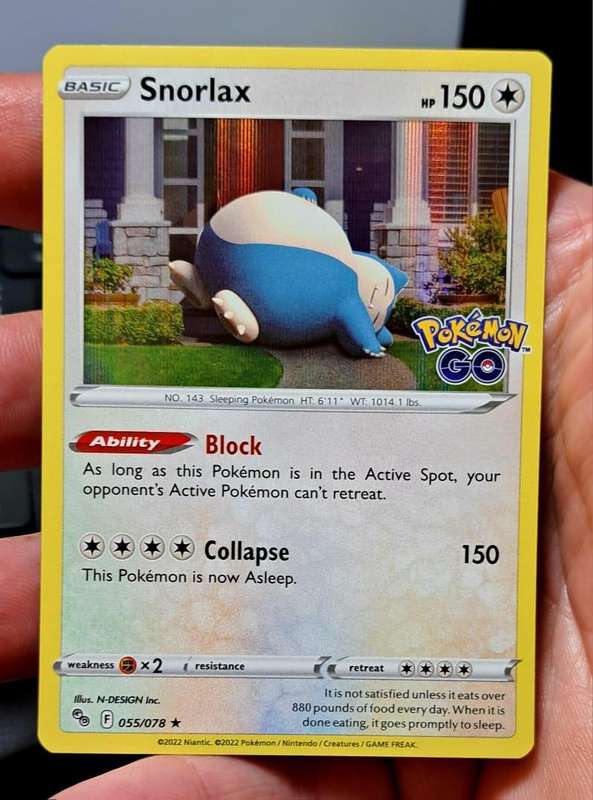 Pokemon Trading Cards - Snorlax - 055/078 - Holo Rare Pokemon Go Singles - NM