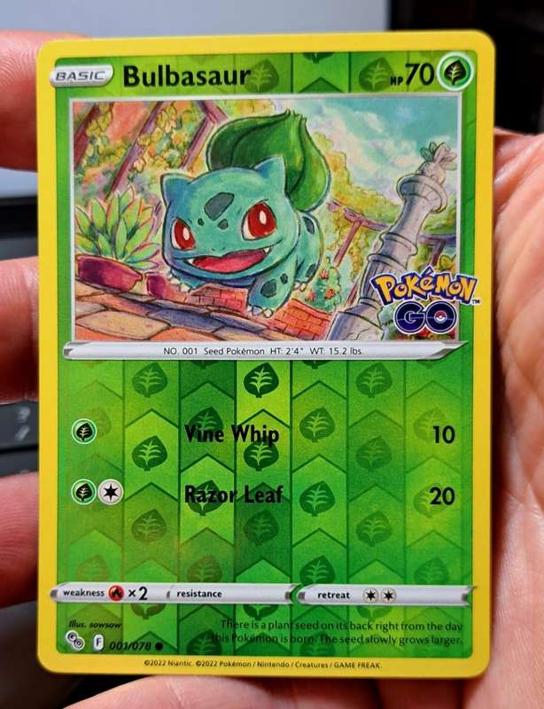 Pokemon Trading Cards - Bulbasaur - 001/078 - Reverse Holo - Pokemon Go Singles - NM