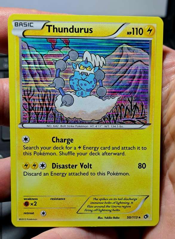 Pokemon Trading Cards - Thundurus - 50/113 - Holo Rare Black & White 11: Legendary Treasures - NM