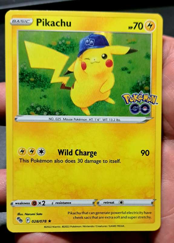 Pokemon Trading Cards - Pikachu - 028/078 - Holo Rare Pokemon Go Singles - NM