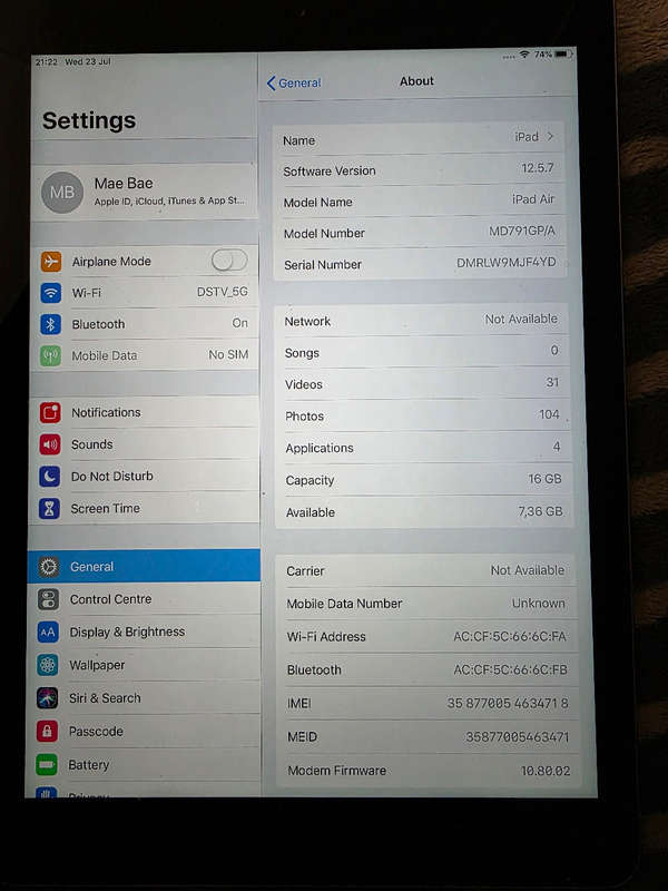 iPad Air 16gb Wifi + Cellular