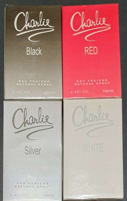 CHARLIE BLACK, RED ,SILVER & WHITE NATURAL SPRAY **EAU DE PARFUM ** 4×100ML** SEALED** NEW**