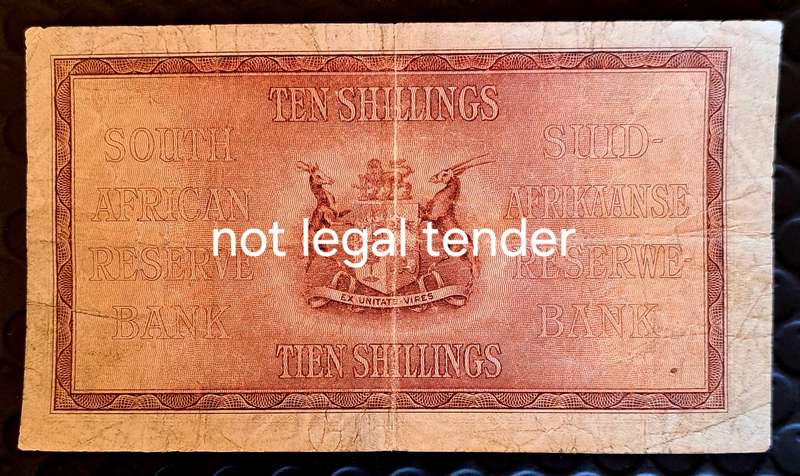 SOUTH AFRICA TEN/TIEN SHILLINGS BANK NOTE E76 720,734..