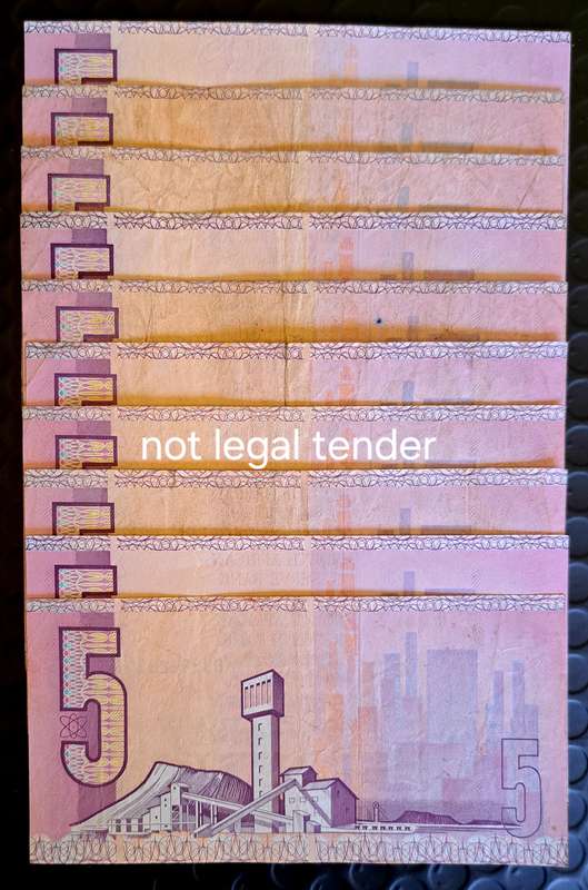 10× CHRIS STALS R5 BANKNOTES 08-08-1989 TO 07-08-1999. VAN RIEBEECK WTM.