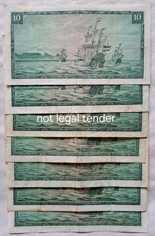 7 x R10 SOUTH AFRICA BANK NOTES ( TW.DE JONGH ).