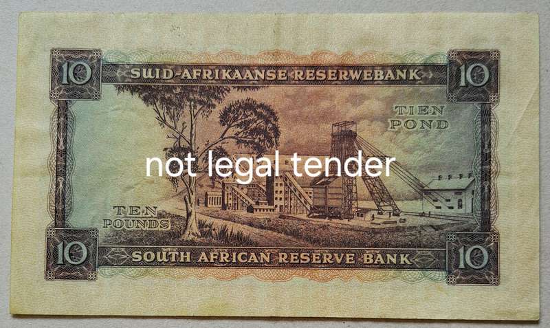 TEN-POUNDS SA BANK NOTE ( 05-03-1953 ) **D2 276296** THIS NOTE IS LIKE NEW **MH DE KOCK**
