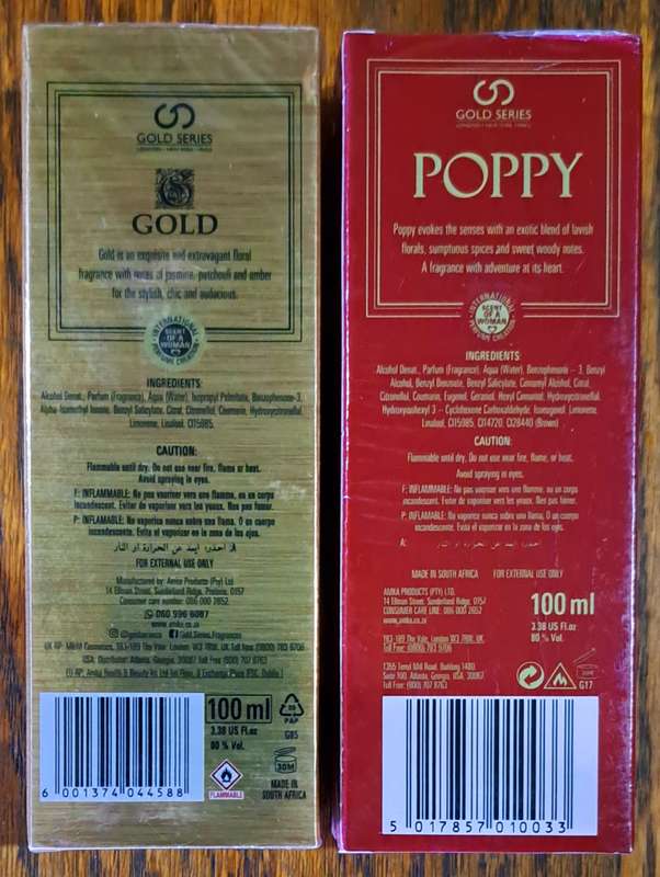 Gold & poppy  natural spray  2 x 100ml  sealed new.  Gold series.