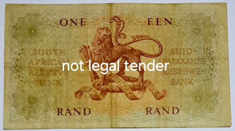 S.A. One Rand bank note. --A41 855409.--