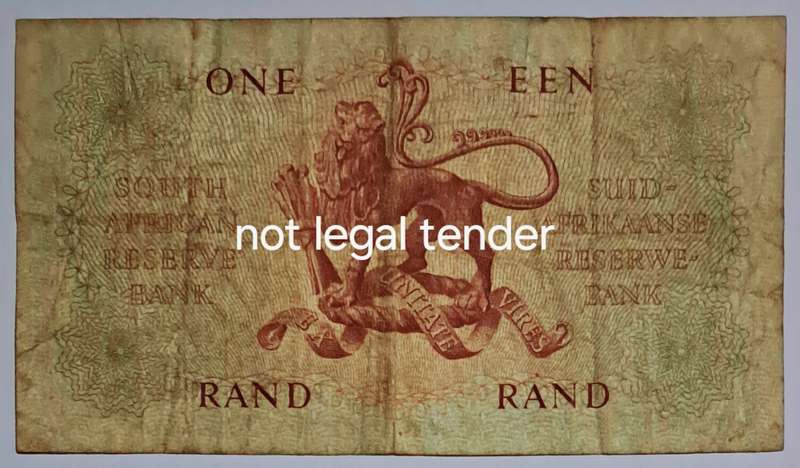 S.A. One Rand bank note A51-458810  G Rissik.