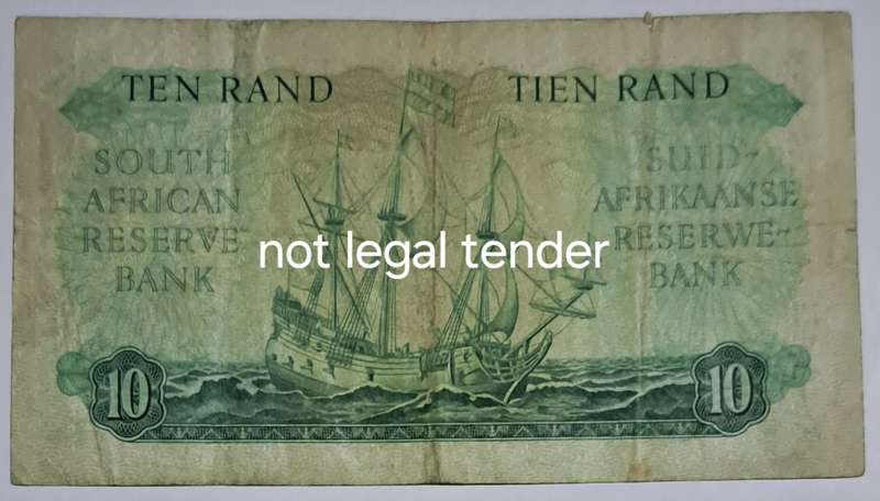 S.A.  Ten Rand Bank Note. -- MH de Koch. -- C2 644183.