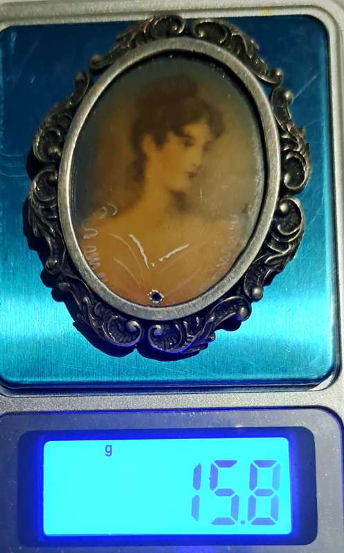 Vintage Portrait Brooch/Pendant.Sterling Silver  --Rare--  ( . 925  ) " STG " purity mark: