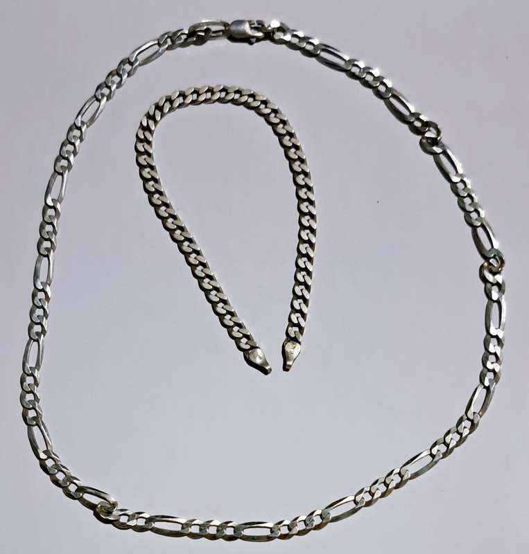 Genuine Solid Sterling Silver Necklace & Bracelet[ 24,5g ] 92% Silver need clip.
