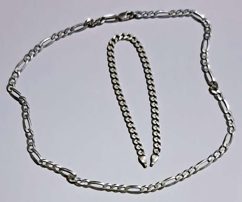 Genuine Solid Sterling Silver Necklace & Bracelet[ 24,5g ] 92% Silver need clip.