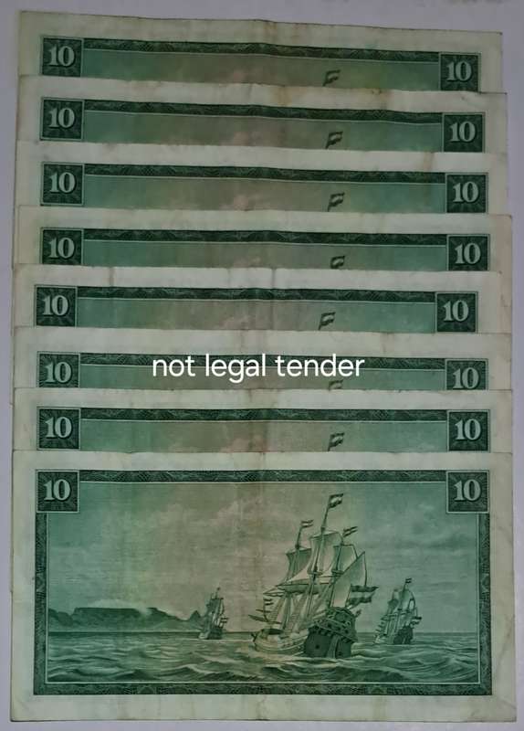 S.A. 8 Ten Rand Bank Notes  - TW de Jongh -