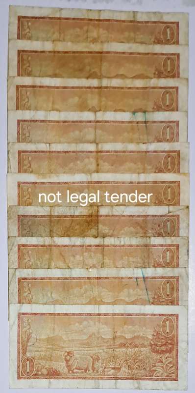S.A. 10 One Rand Bank Notes - TW de Jongh -