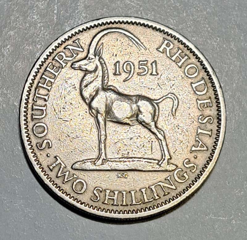 Southern Rhodesia Two Shillings Coin "1951."