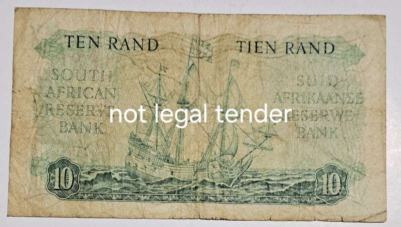 South Africa Ten Rand Bank Note. " G Rissik "C30 270914 " 1961 "
