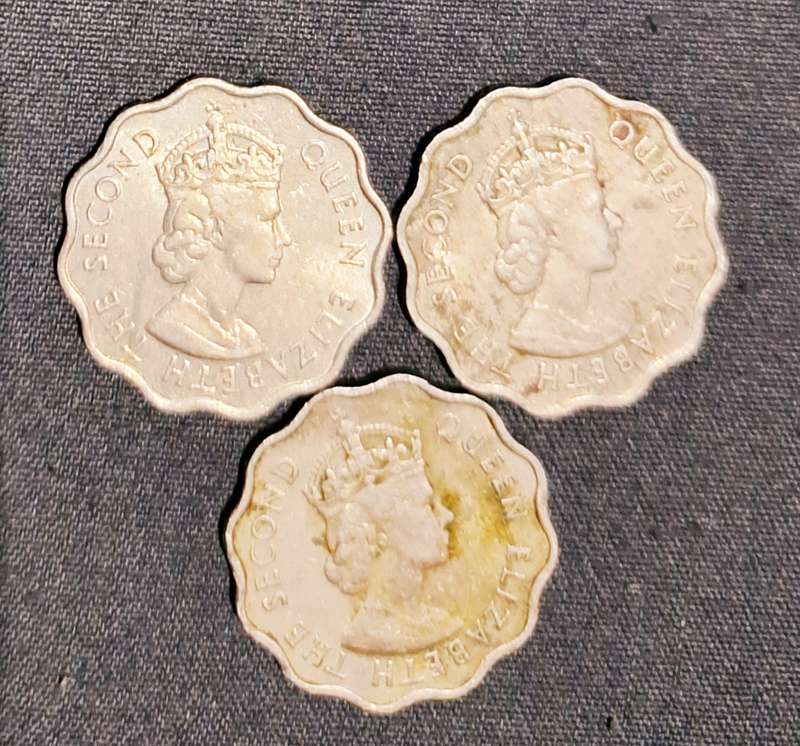 3 Mauritius Ten Cents Coins 1971 / 1975 / 1978.