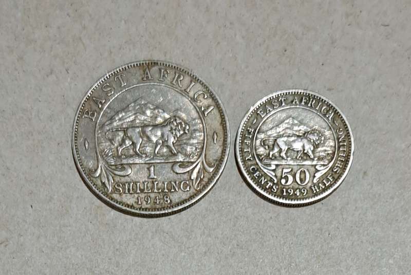 East Africa "One Shillings 1948" & "Half Shillings 1949" George VI  Good Condition