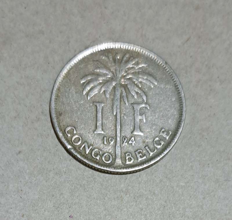 One Frank 1924 Albert Koning Der Belgen.  Belgian Congo - COIN - .