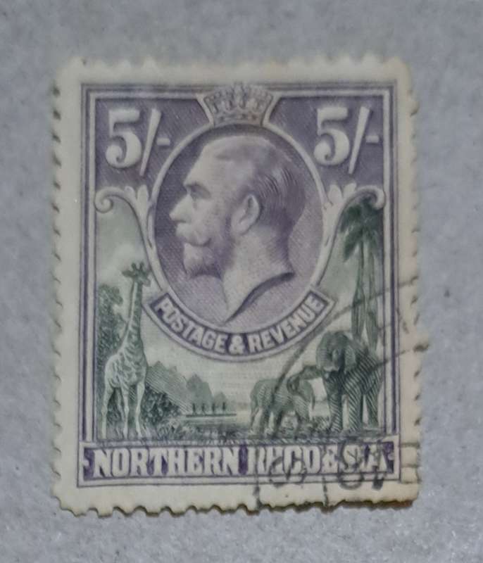 NORTHERN RHODESIA 1925-1929 5/'- SHILLINGS STAMP HIGH VALUE STAMP.