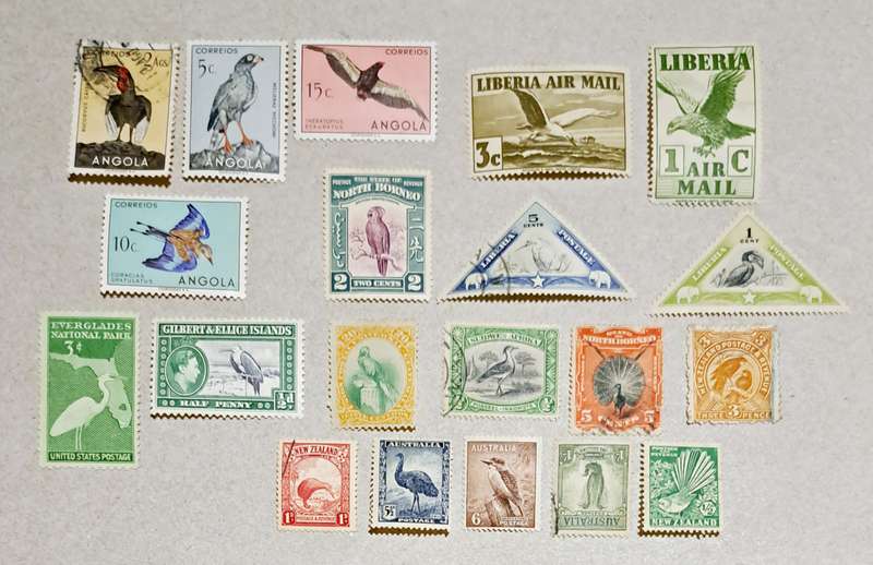 20 Mint/Used THEMATIC BIRDS ON STAMPS Various Countries + Face Values