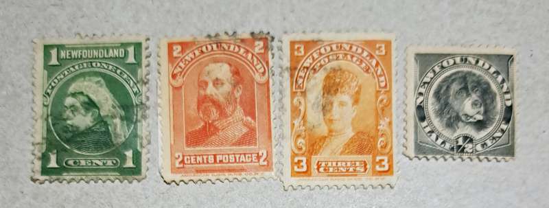 Three Used , One Mint Newfoundland Stamps - A6-