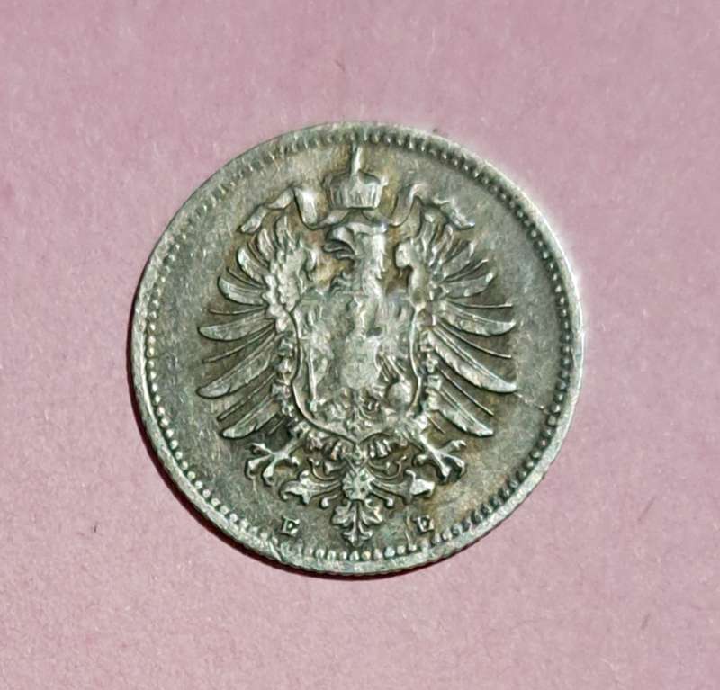 Imperial Germany : Silver 20 Pfennig " 1876 E " 90% Silver "