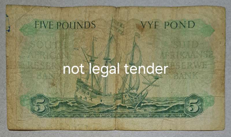 Union of South Africa Five Pounds Bank Note. " MH de Koch "