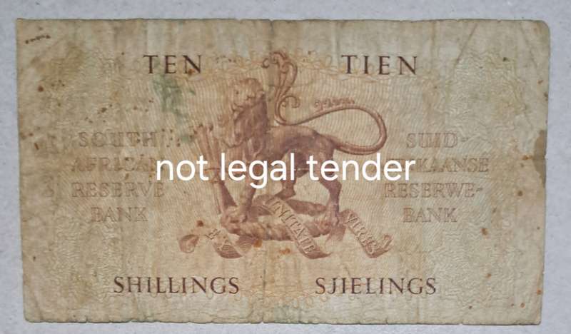 Union of South Africa Ten Shillings Bank Note " 8 September 1950 "  M H de Kock "