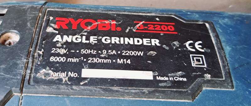 Ryobi Angle Grinder  " G - 2200 " Industrial Power Tool " 100% Working Condition "