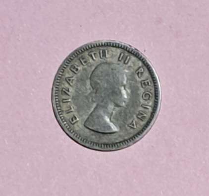 " 1953 " Union Silver 3D Threepence coin.