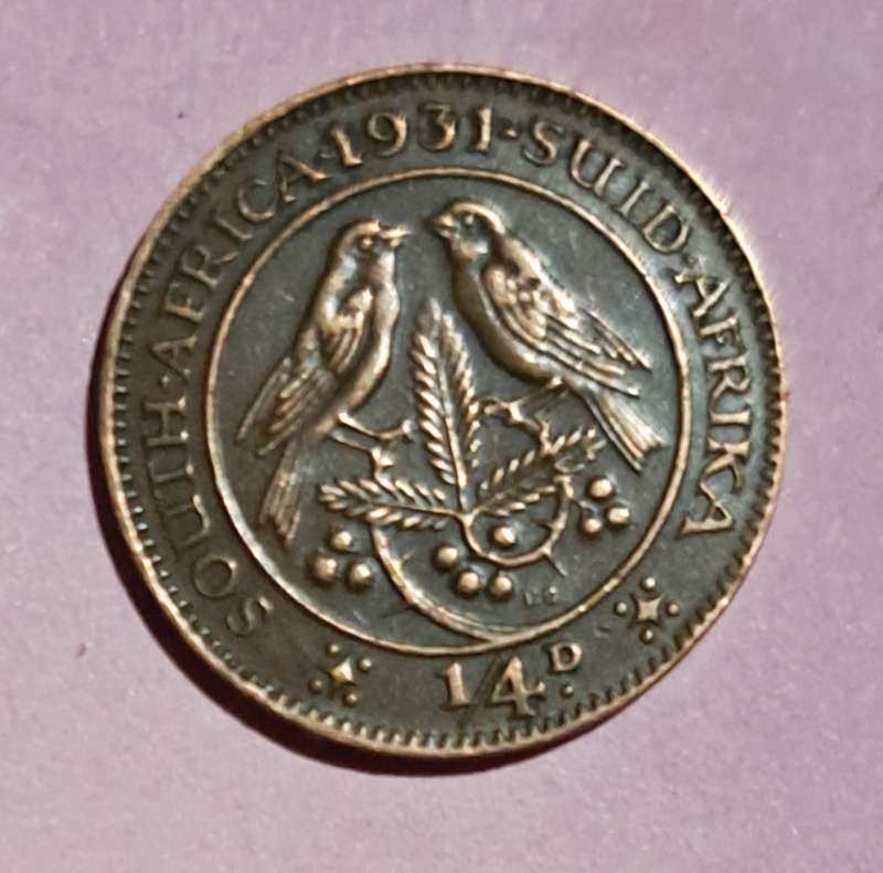 " Rare"1931"Farthing " Union of South Africa  ( S.A. & NOT ZA ) "Don't miss out"For The Collector