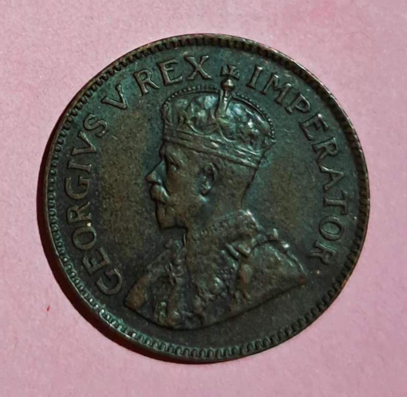 " 1928" Farthing Union of South Africa  "( Zuid-Africa ) " Scarce " Dark Black / Brown Coin."High Gr