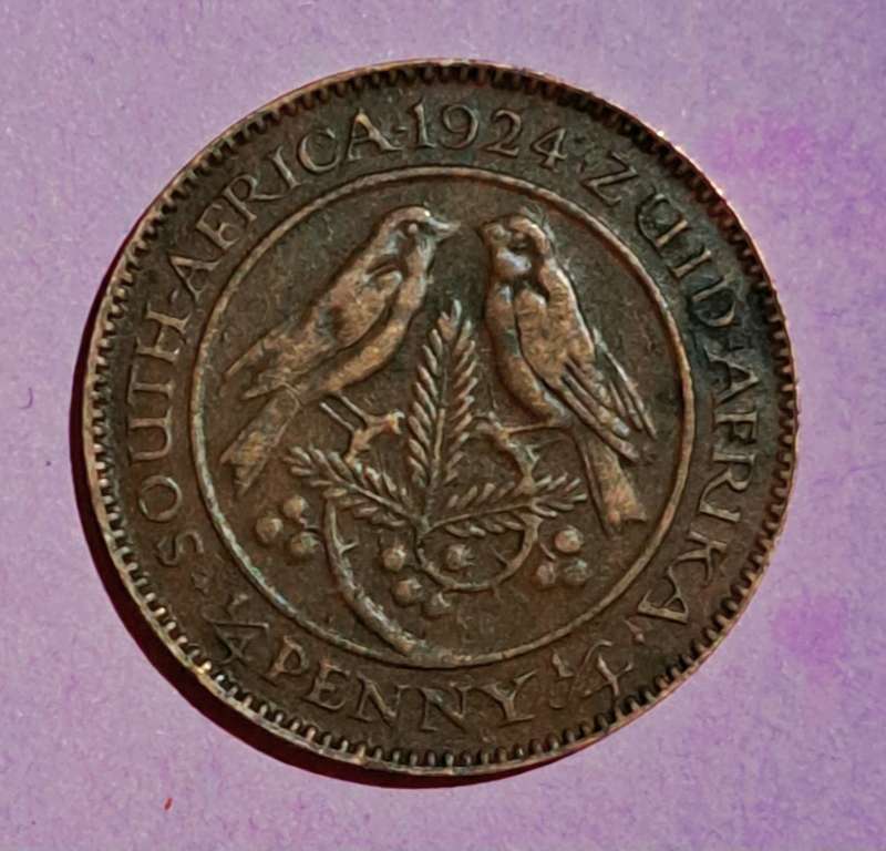 "1924" Union of S.A. Quarter Penny " Farthing " Scarce "