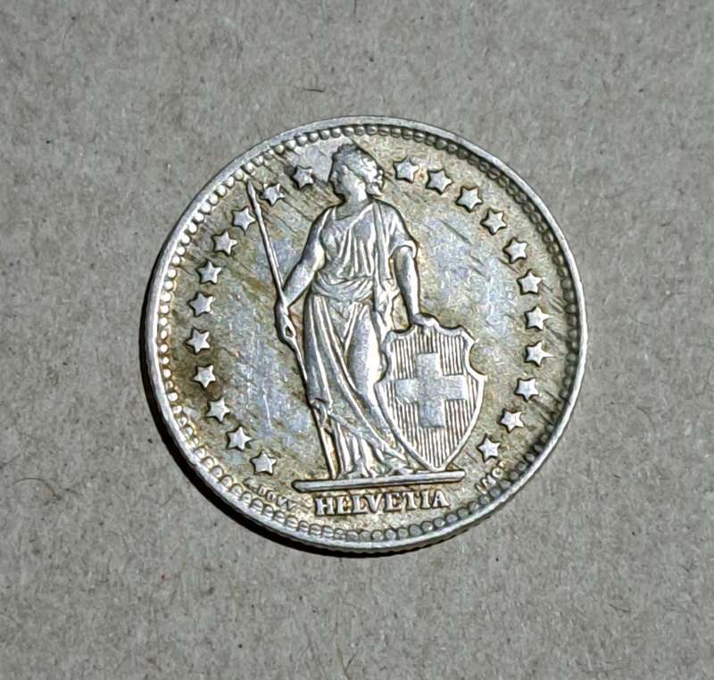 Switzerland : Silver One Frank " 1960 " Silver coin "
