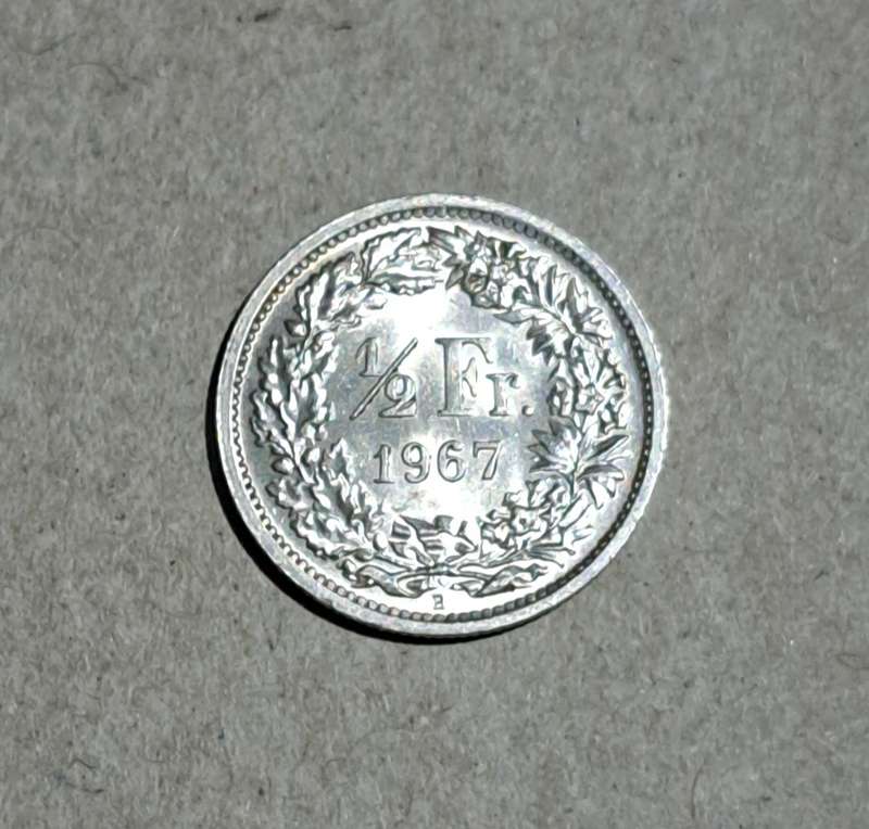 Switzerland : Silver Half Franc "1967" Silver coin "