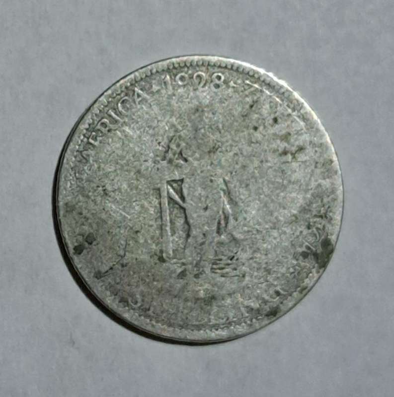 1928 Union of S.A. One Silver Shilling." 80% Silver "