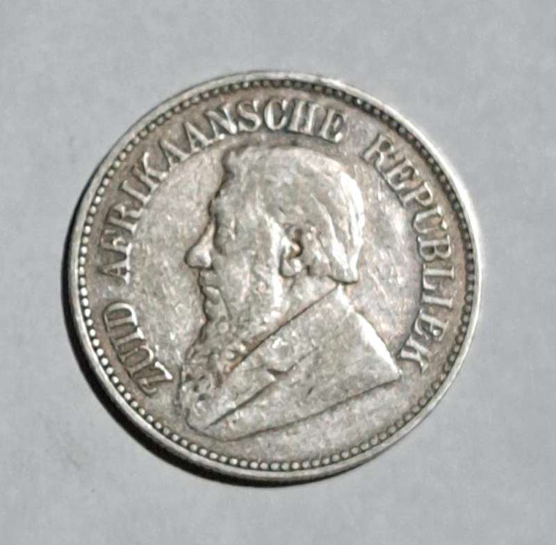1896 ZAR 2 1/2 Shilling Silver Half Crown "  .925 Silver "