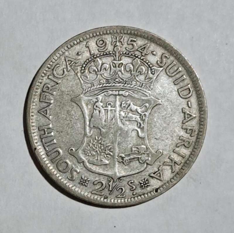 1954 Union Silver Half Crown   /   2 1/2 Shillings.