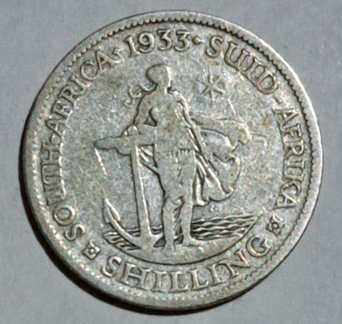 1933 Union of S.A. One Silver Shilling. " 80% Silver "