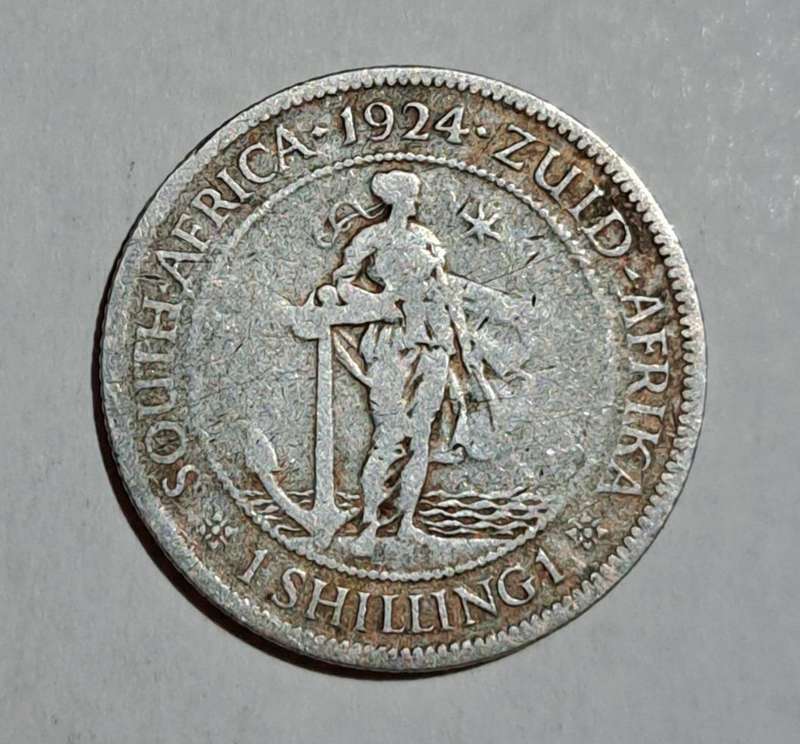 1924 Union of S.A. Silver One Shilling " 80% Silver " Scarce "