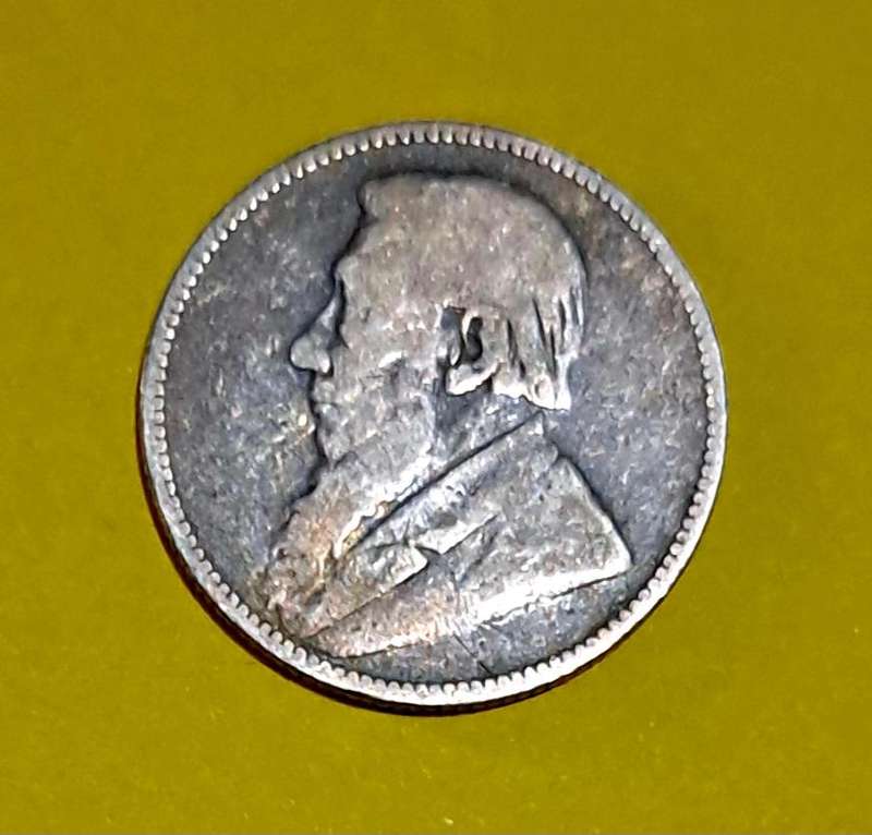 1894 ZAR One Shilling Silver Coin.  .925 Silver.
