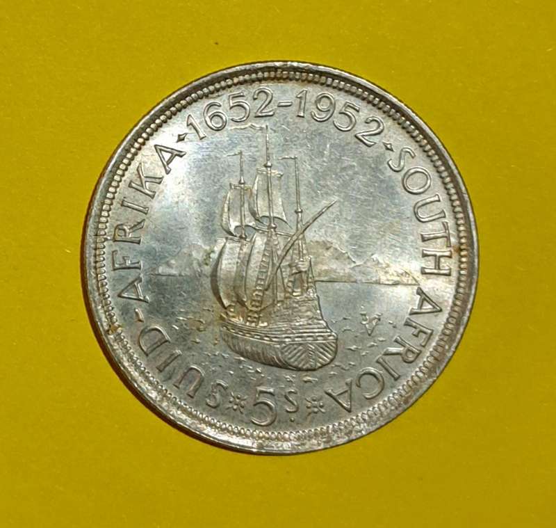 South Africa 1952 Five Shillings Coin " Silver "