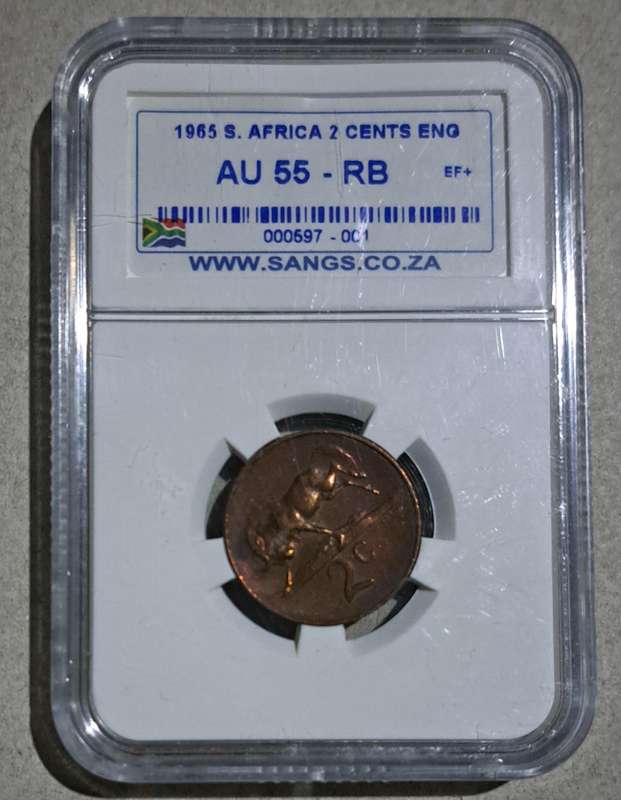 1965 S.A. 2c English SANGS graded UB 55-RB