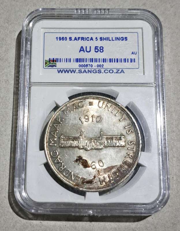 1960 S.A. Crown  (5/-) SANGS graded UB 58